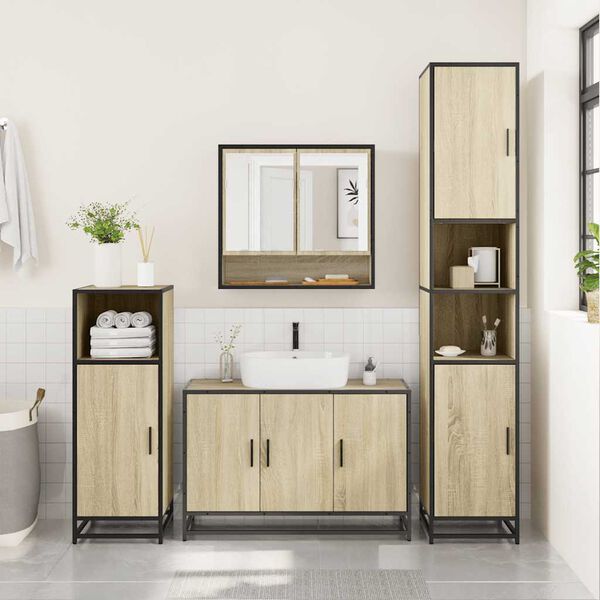 vidaXL Set Mobili da Bagno 2 pz Rovere Sonoma in Legno Multistrato