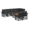 vidaXL Set di divani da esterno 9 pcs Nero e Grigio scuro polyrattan