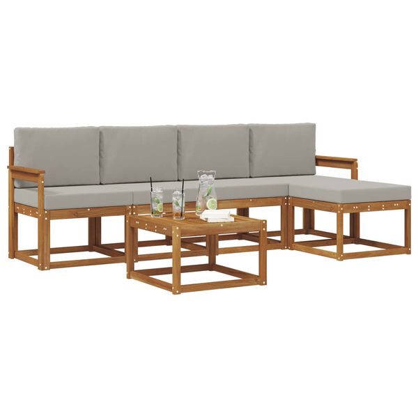 vidaXL Set di divani da esterno 6 pcs Grigio Naturale e Chiaro