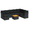 vidaXL Set Divani da Giardino 9 pz con Cuscini Nero in Polyrattan