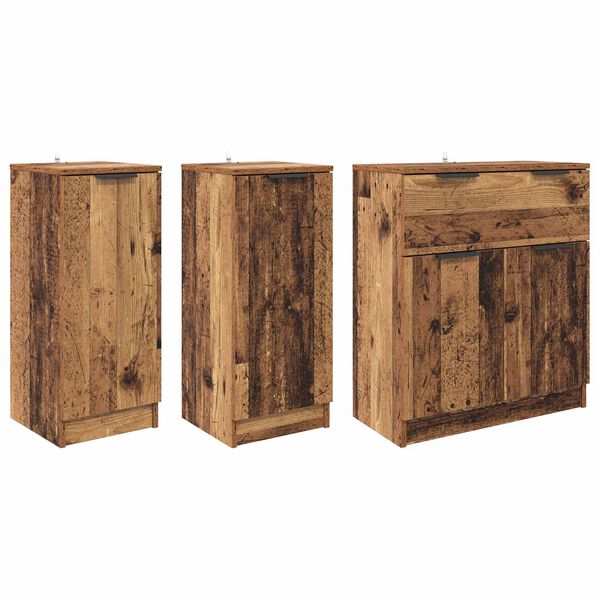 vidaXL Credenza con cassetto 3 pcs Legno vecchio Legno multistrato