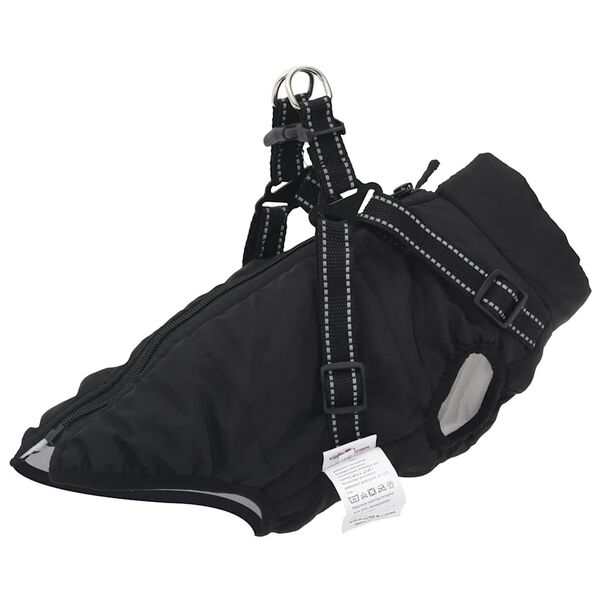 vidaXL Cappotto Cani con Imbracatura Impermeabile Riflettente Nero L36