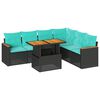 vidaXL Set Divani da Giardino con Cuscini 7pz Nero Polyrattan