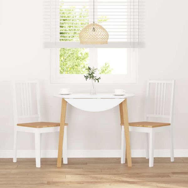 vidaXL Sedie da Pranzo 2 pz Bianche in Legno Massello di Hevea