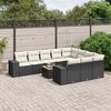 vidaXL Set Divani da Giardino 11 pz con Cuscini in Polyrattan Nero