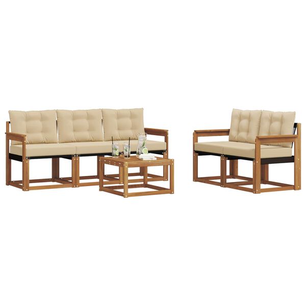 vidaXL Set di divani da esterno con cuscino 6 pcs Naturale e Beige