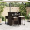 vidaXL Set Bar da Giardino 5 pz con Cuscini in Polyrattan Marrone