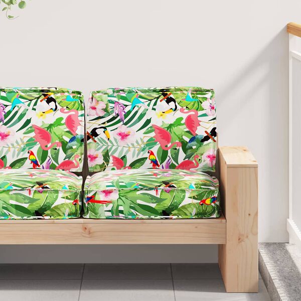 vidaXL Set di Cuscini per Pallet Floreale 2 pcs Giungla Tropicale