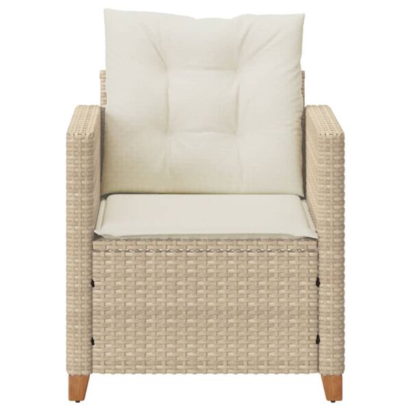 vidaXL Sedia da Giardino con Cuscini Beige in Polyrattan