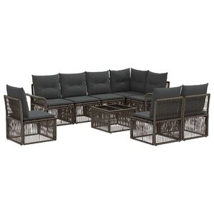 vidaXL Set Divano da Giardino 9 pz Grigio polyrattan