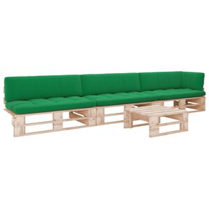 vidaXL Set Divani in Pallet con Cuscini 4 pz in Pino Impregnato