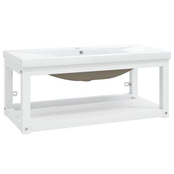 vidaXL Telaio per Lavabo da Bagno con Lavabo Integrato Bianco in Ferro