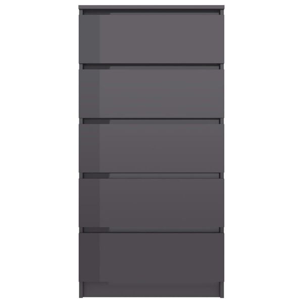 vidaXL Credenza Cassetti Grigio Lucido 60x35x121 cm Legno Multistrato