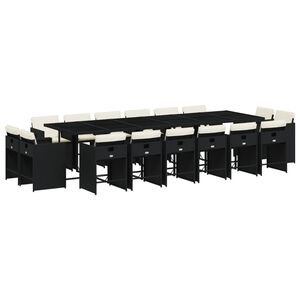 vidaXL Set da Pranzo da Giardino 17 pz con Cuscini Nero in Polyrattan