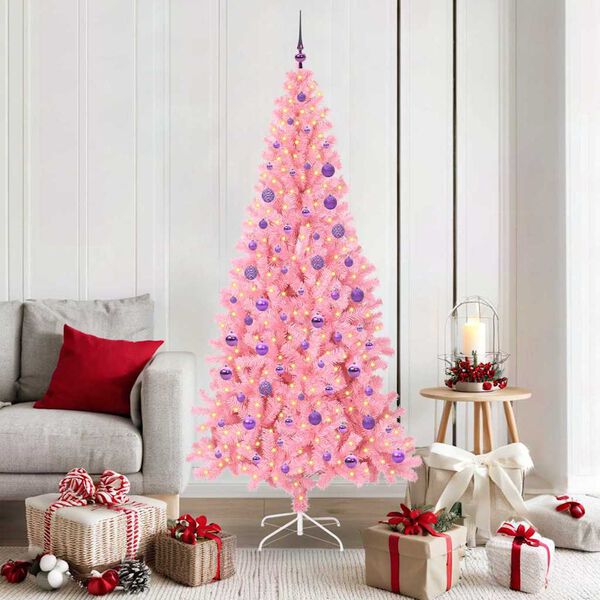 vidaXL Albero di Natale con 300 LED con supporto Rosa 180 cm PVC
