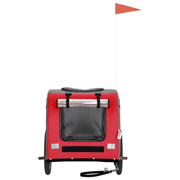 vidaXL Rimorchio da Bici per Animali Rosso e Grigio Oxford e Ferro