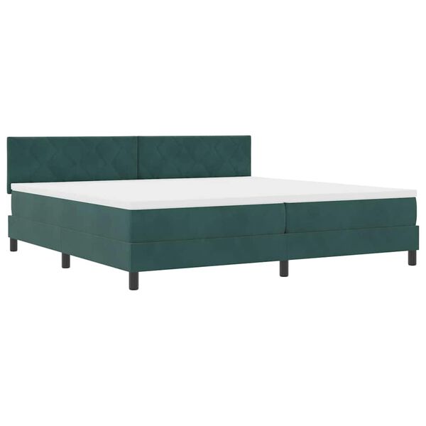 vidaXL Letto a Sorgente LED Verde Scuro 200 x 200 cm Velluto