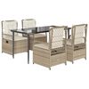 vidaXL Set da Pranzo da Giardino 5 pz con Cuscini Beige in Polyrattan