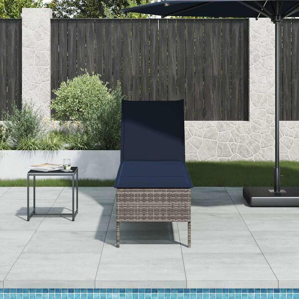 vidaXL Lettino Prendisole con Cuscino Grigio 55x200x44cm in Polyrattan