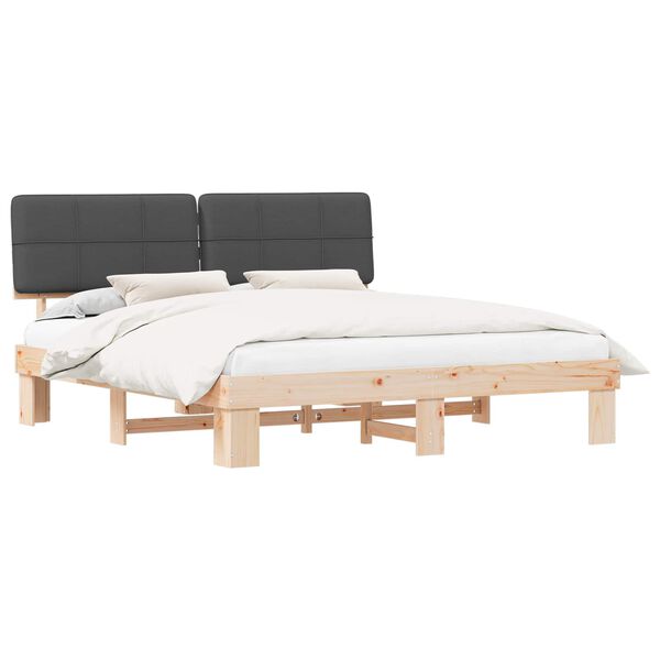 vidaXL Letto con Testiera Rivestita Grigio scuro 180 x 200 cm