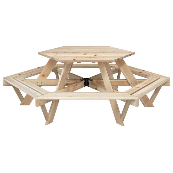 vidaXL Tavolo da Picnic per 6 Bambini con Panche Esagonale Legno Abete