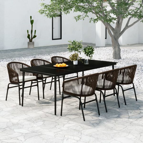 vidaXL Set da Pranzo da Giardino 7 pz Marrone