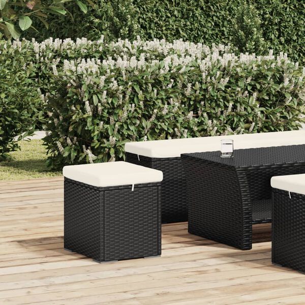 vidaXL Ottomane con Cuscini 2pz Nero 40x30x40 cm in Polyrattan