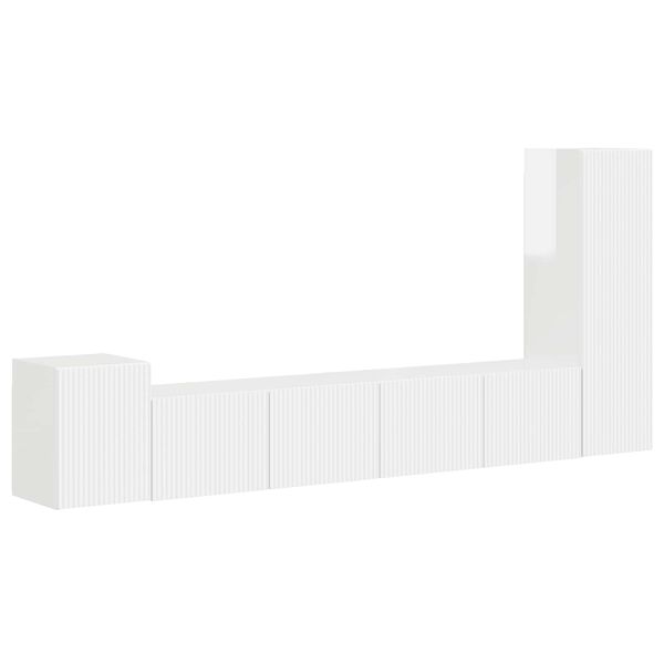 vidaXL Set mobile TV 3 pcs Bianco Lucido Legno multistrato