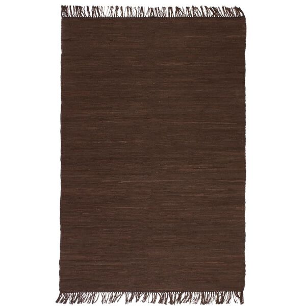 vidaXL Tappeto Chindi Tessuto a Mano in Cotone 160x230 cm Marrone