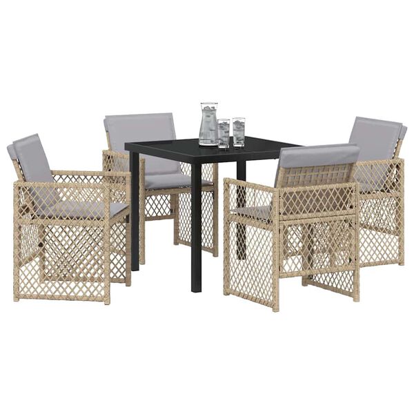 vidaXL Set da Pranzo per Giardino 5 pcs Beige polyrattan