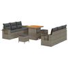 vidaXL Set Divano da Giardino 9 pz 6-Numero di posti Grigio polyrattan