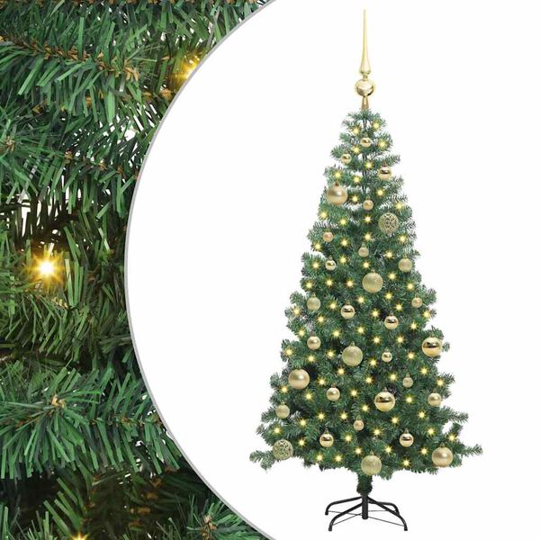 vidaXL Albero di Natale con 150 LED con supporto Verde 120 cm PVC