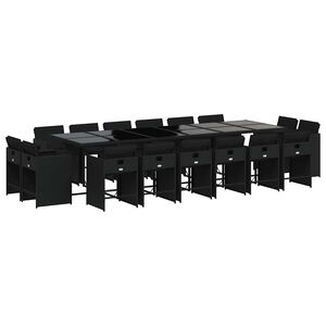 vidaXL Set da Pranzo da Giardino 17 pz con Cuscini Nero in Polyrattan