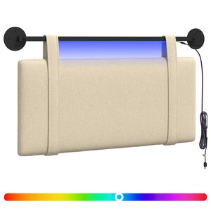 vidaXL Testiera sospesa Con luce LED Crema Tessuto