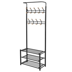 vidaXL Appendiabiti con Deposito per Scarpe 68x32x182,5 cm Nero