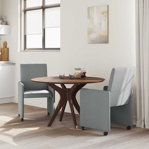 vidaXL Sedie da Pranzo con Ruote 2 pcs Grigio chiaro 57 x 66 x 94 cm