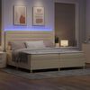 vidaXL Letto a Sorgente LED con materasso Crema 200 x 200 cm Tessuto