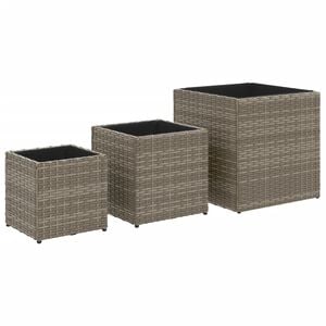 vidaXL Fioriere da Giardino 3 pz Grigie in Polyrattan