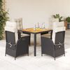 vidaXL Set da Pranzo da Giardino 5 pz Nero con Cuscini in Polyrattan