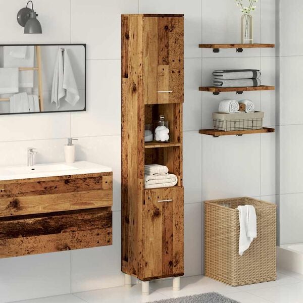 vidaXL Mobile da Bagno Legno Antico 30x30x179 cm in Legno Multistrato