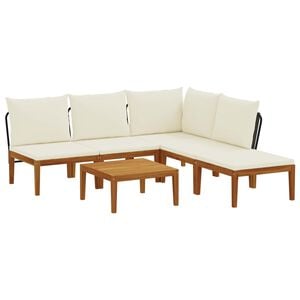 vidaXL 6 pz Legno massiccio di acacia e corda Naturale