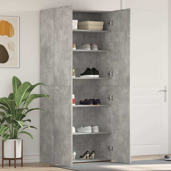 vidaXL Mobile per scarpe Grigio 80 x 35.5 x 180 cm Legno multistrato