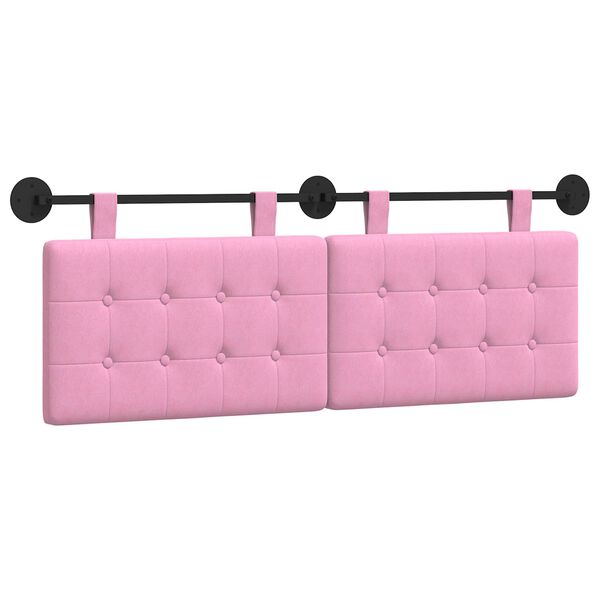 vidaXL Testata appesa Montaggio a parete Rosa 130 x 55 x 5 cm Tessuto