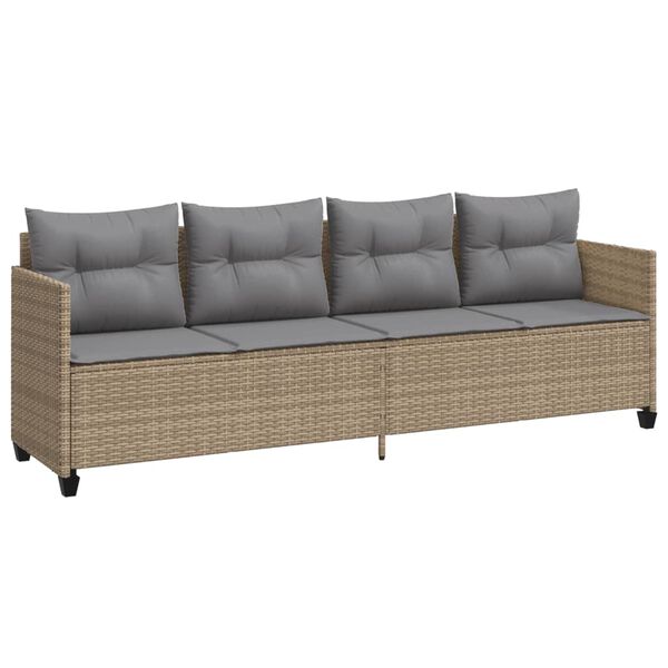 vidaXL Lettino Prendisole con Cuscini Beige in Polyrattan