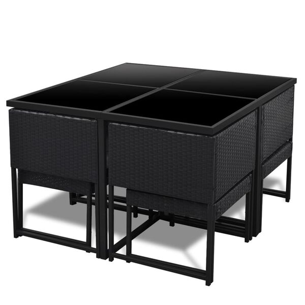 vidaXL Set da Pranzo da Giardino 9 pz con Cuscini in Polyrattan Nero
