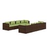 vidaXL Set Divani da Giardino 9 pz con Cuscini in Polyrattan Marrone
