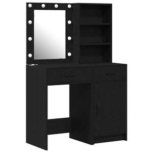 vidaXL Set da tavolo da trucco con LED con cassetto 2 pcs Rovere Nero
