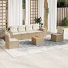 vidaXL Set Divani da Giardino 7 pz con Cuscini Beige in Polyrattan