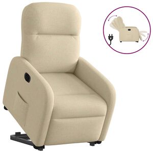 vidaXL Poltrona Alzapersona Reclinabile Elettrica Crema in Tessuto