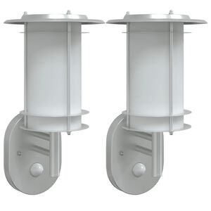 vidaXL Applique per Esterno con Sensore 2 pz Argento in Acciaio Inox